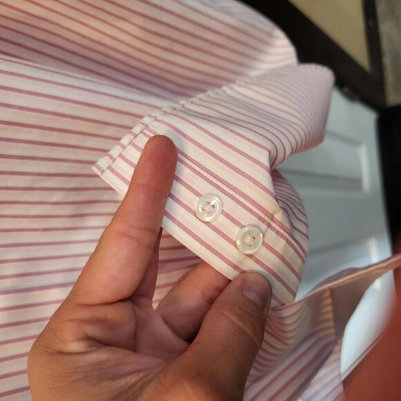 Talbots Woman Petites Pink and White Striped Button-Up Shirt Size 20W - Picture 4 of 8
